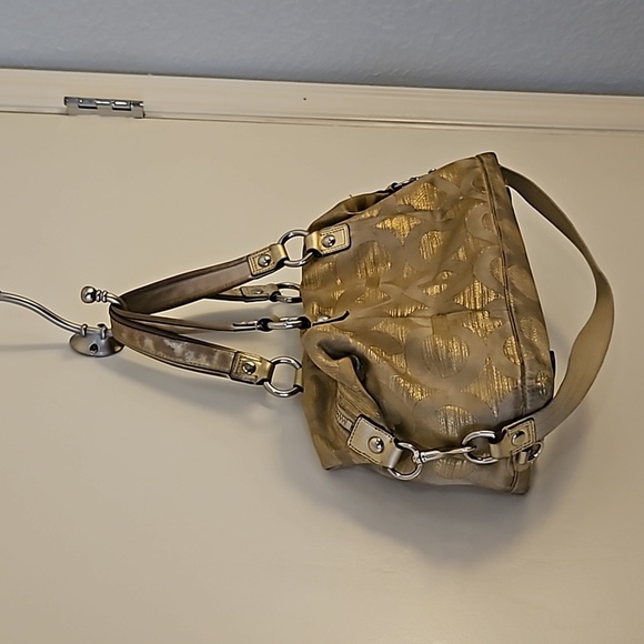 VTG COACH Y2k Gold Poppy Signature Logo Cloth Satchel Bag - Picture 8 of 16